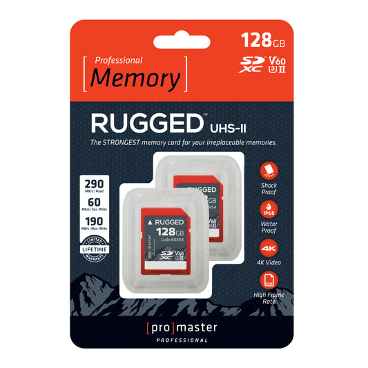 SDXC 128GB Rugged<span>™</span> UHS-II V60 Memory Card - 2 Pack
